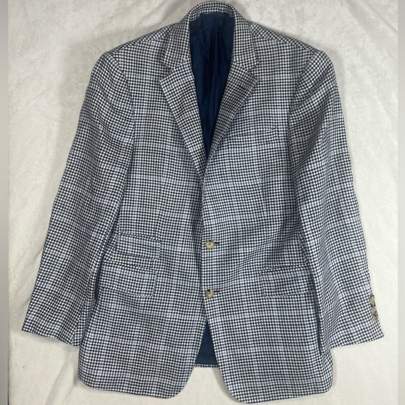 Ralph Lauren Purple Label Other - Ralph Lauren Purple Label 40R Silk Linen Houndstooth Ticket Pocket Sport Coat